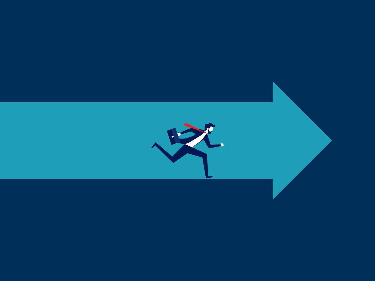 a man running on an arrow with a blue background vector