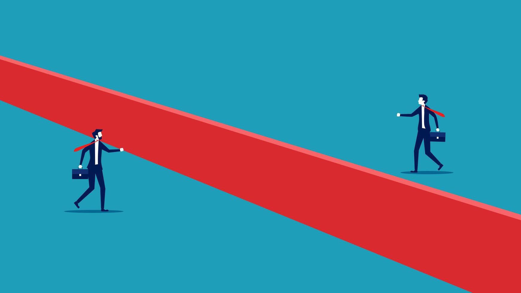 businessman walking on a red line vector