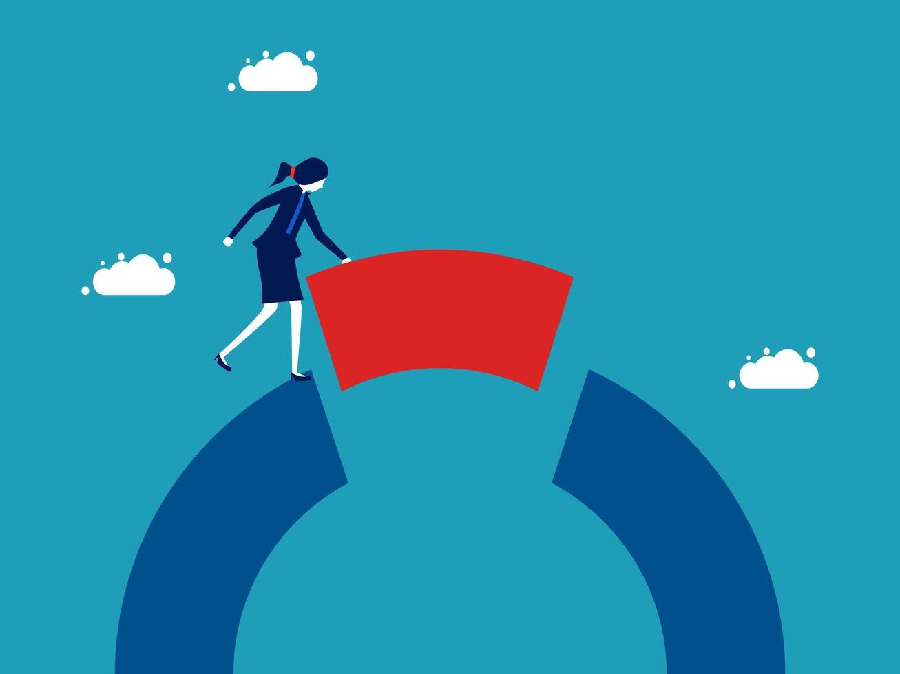 businesswoman walking on a red arrow vector
