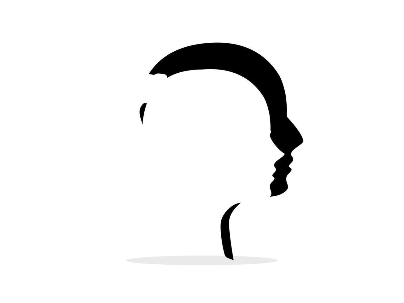 a silhouette of a man's head with a hat on it vector