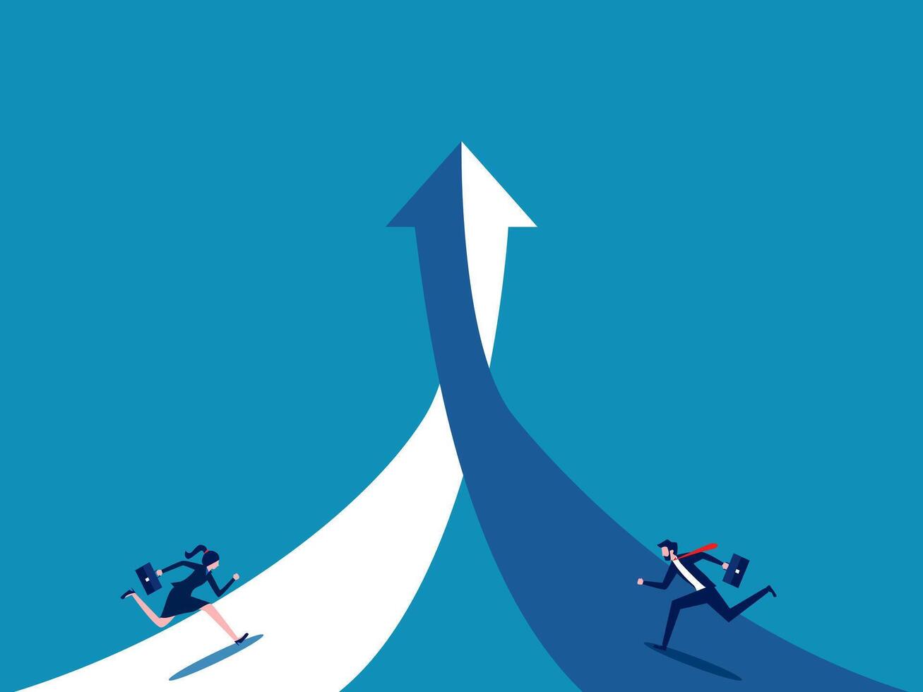 Two businessmen have the same goal. Business cooperation vector