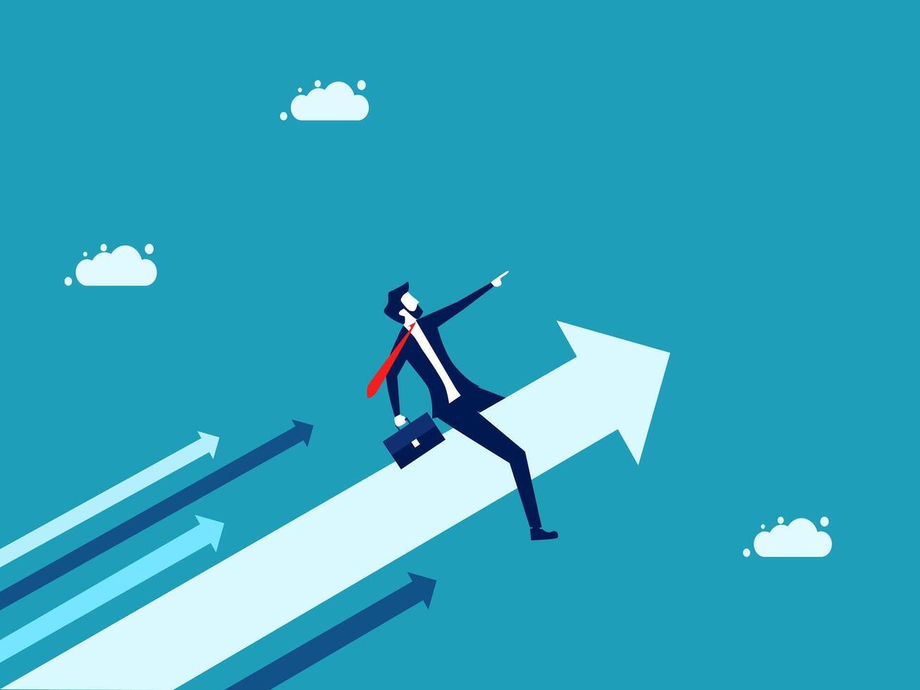 businessman climbing up arrow to success business concept vector