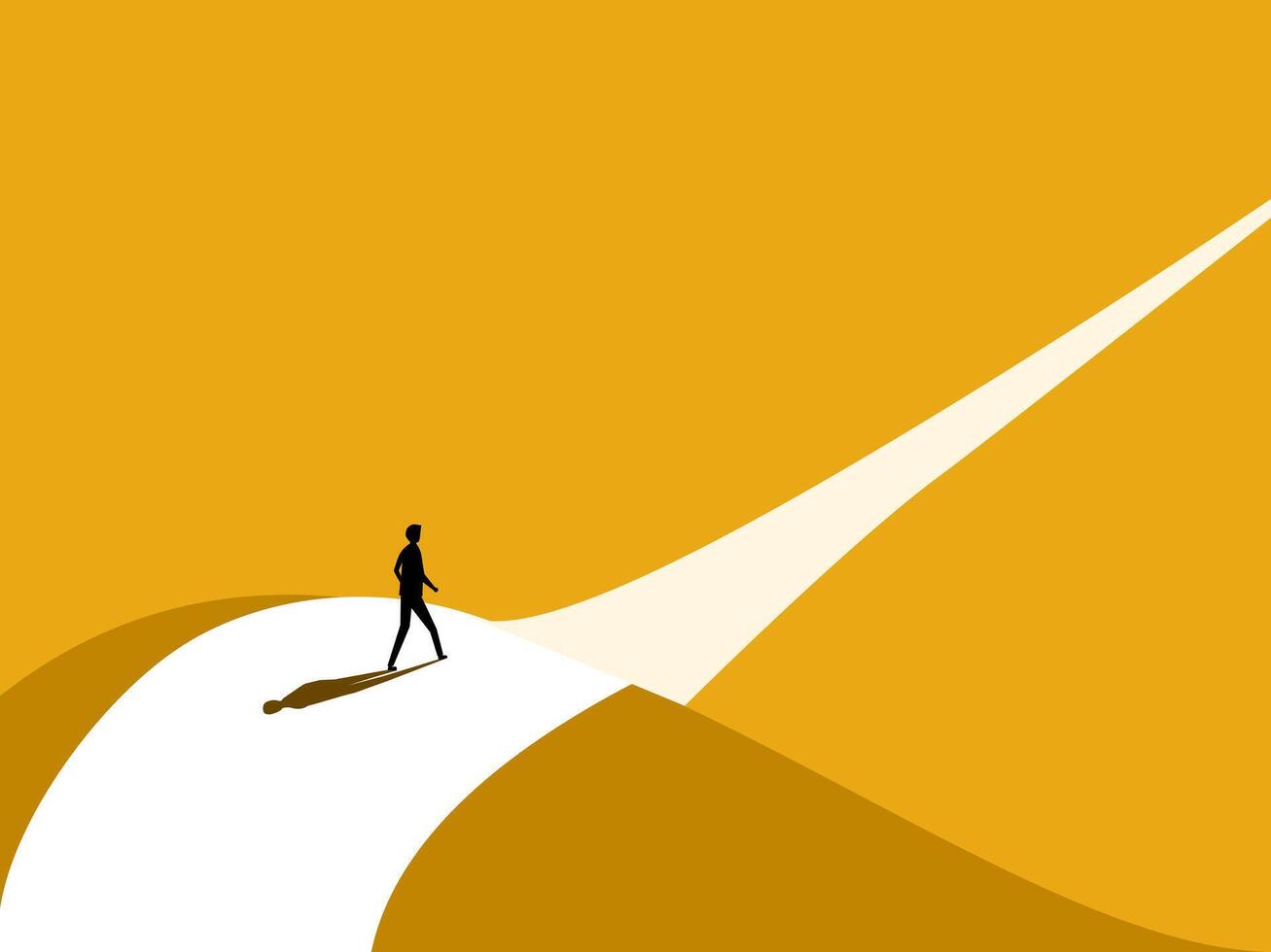 Long path ahead. Businessman on the path of opportunity vector