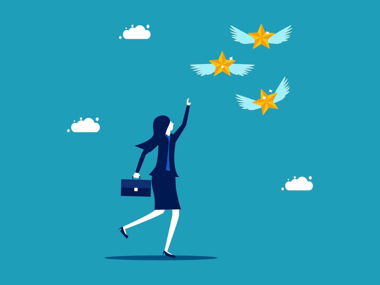 businesswoman with stars and wings vector