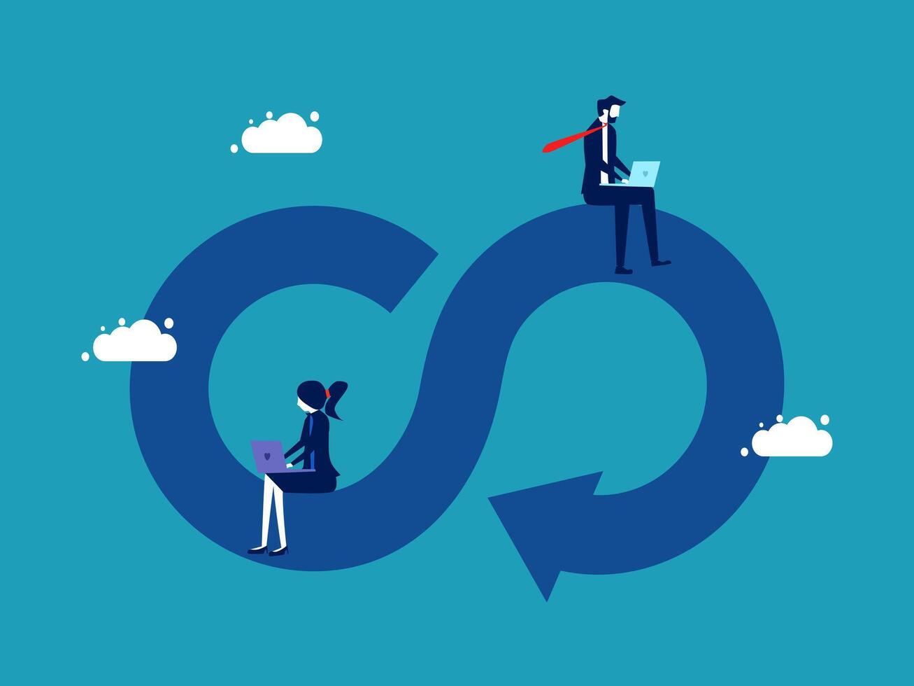 business people sitting on a cloud with a logo of a cloud vector