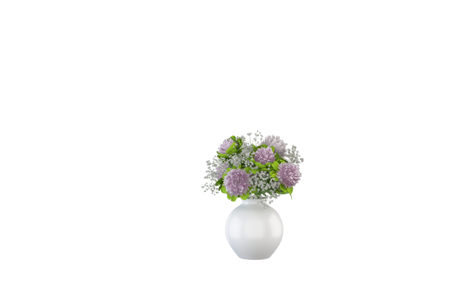 A vase with purple flowers in it png
