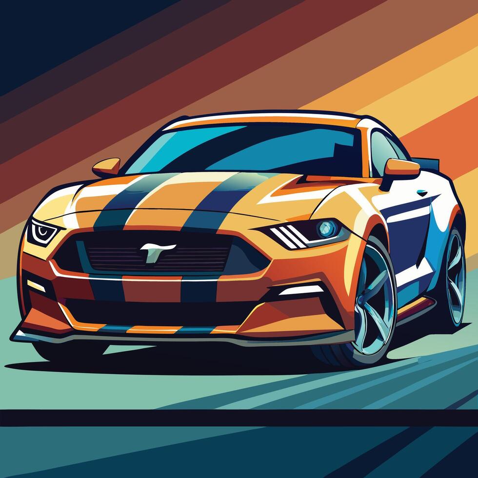 A cartoon car with a stripe pattern on it vector