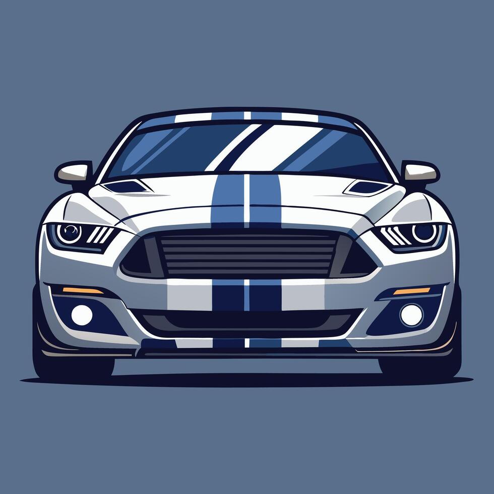 A cartoon car with blue stripes on it vector