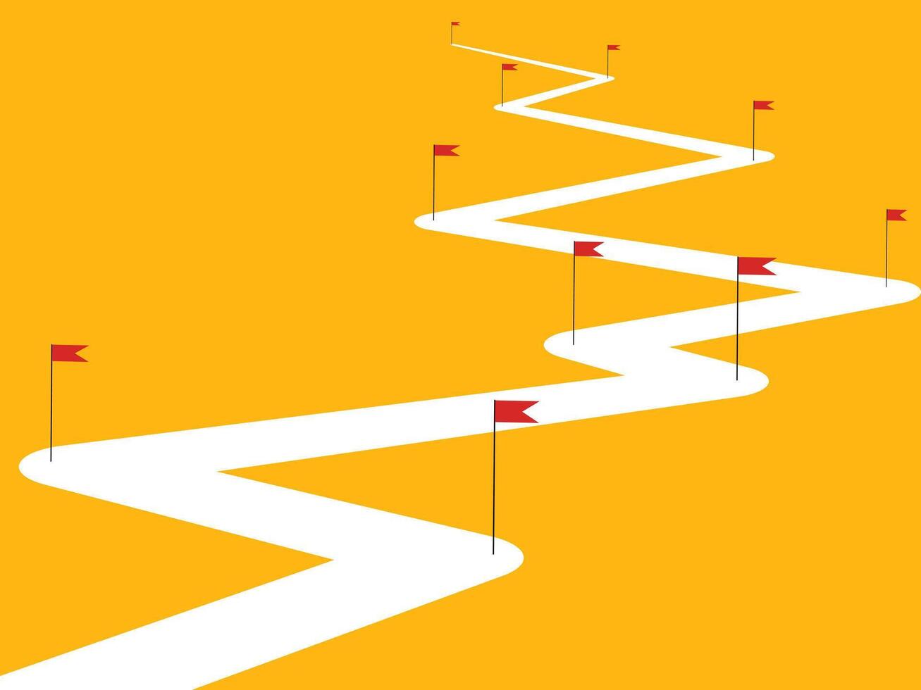 The road with a flag, long path and goals to conquer vector