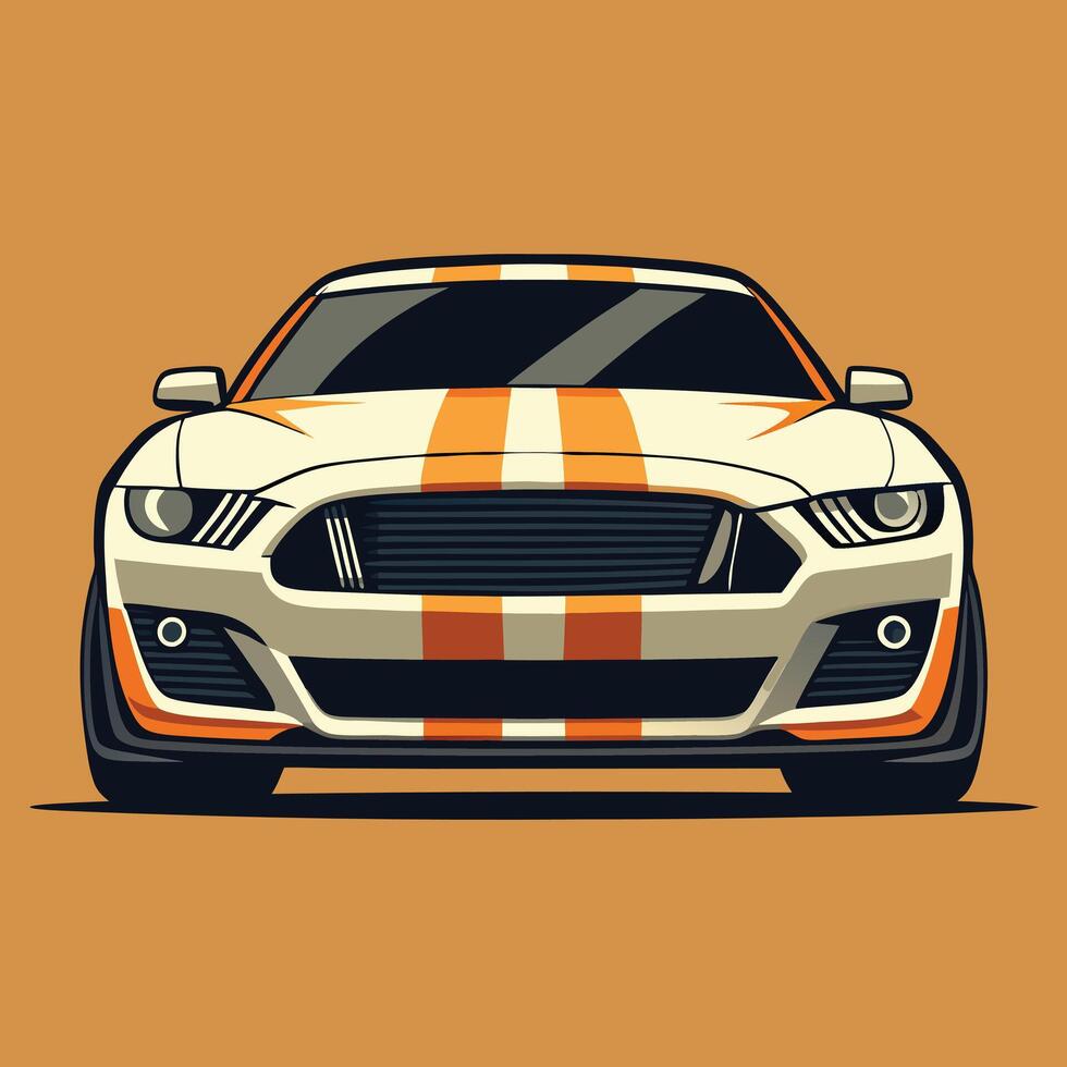 A cartoon car with orange stripes on it vector