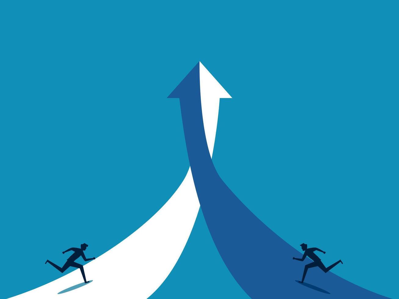 Business cooperation. Two businessmen have the same goal vector
