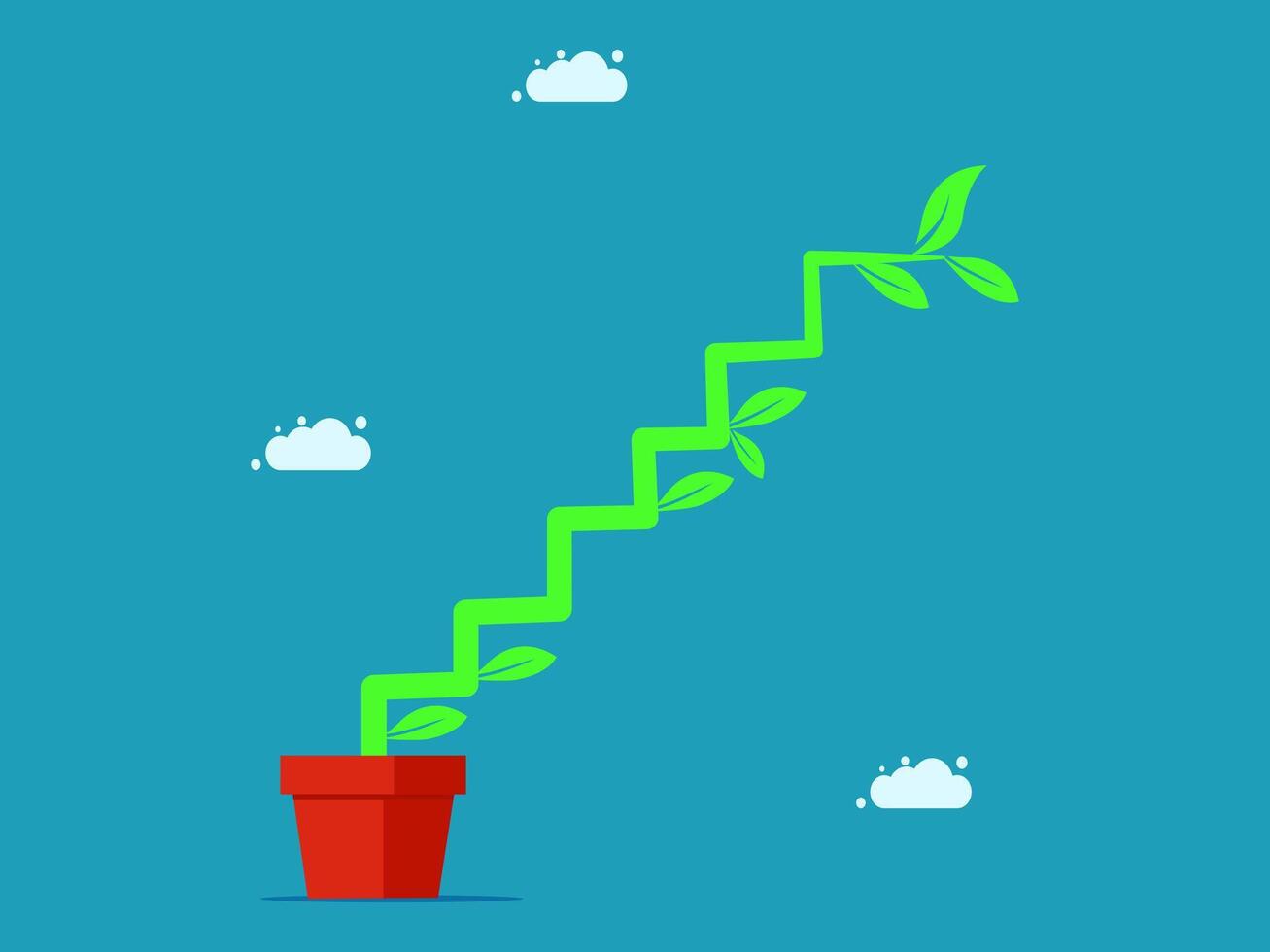 a plant growing up a ladder in a pot vector