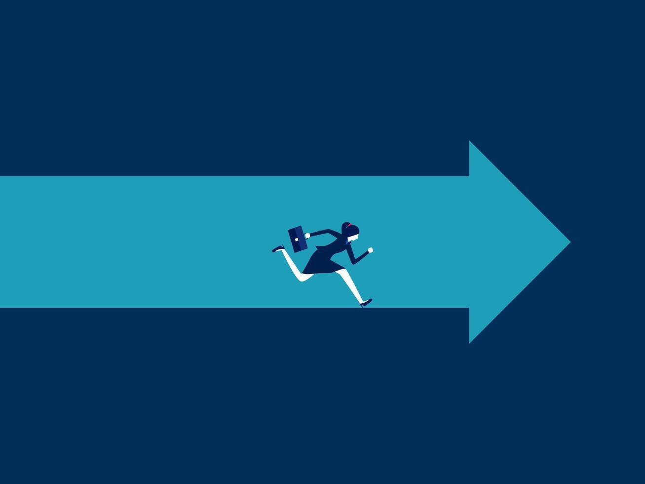 a person running on an arrow with a blue background vector