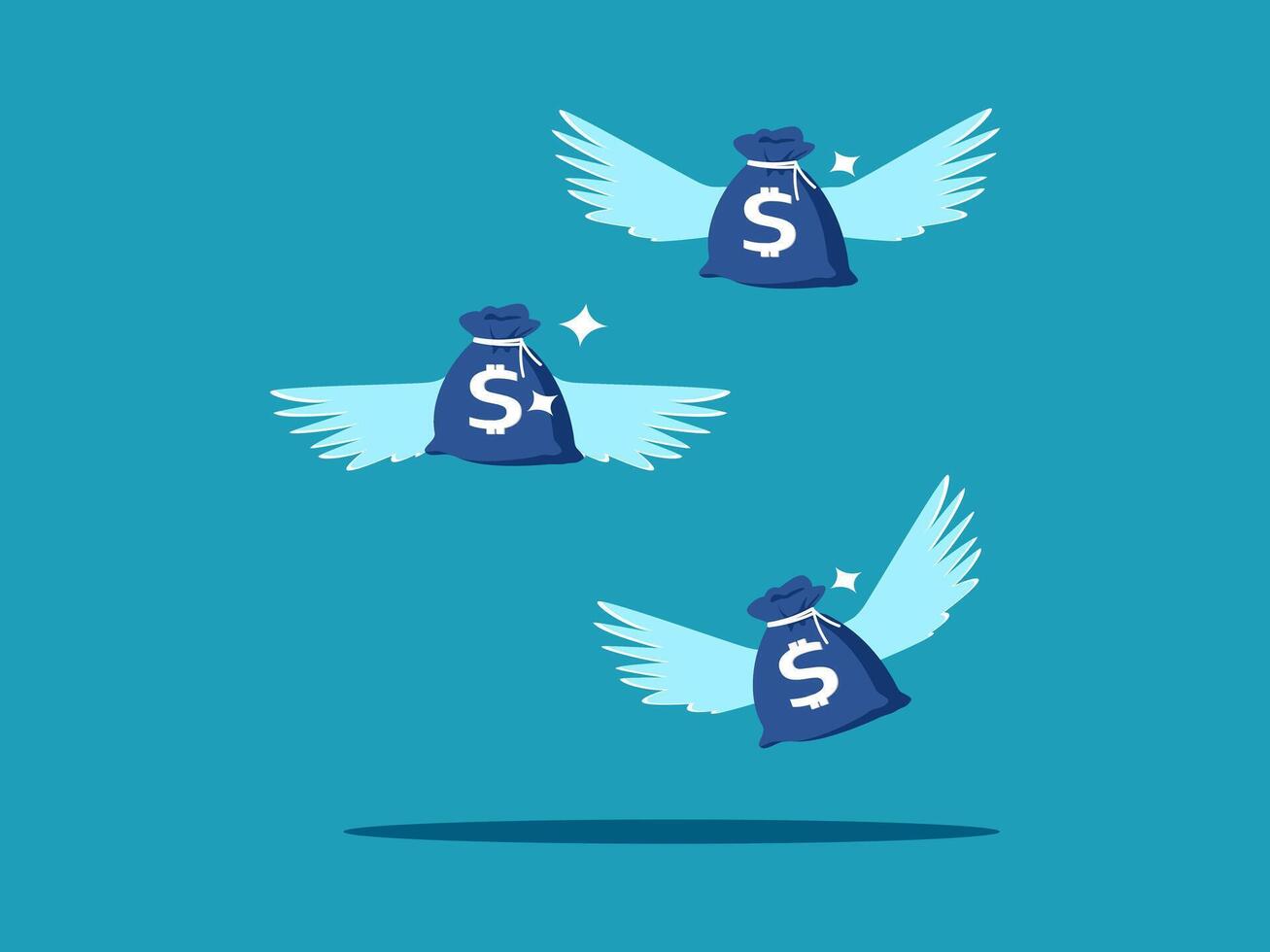 money bags with wings and dollar sign vector