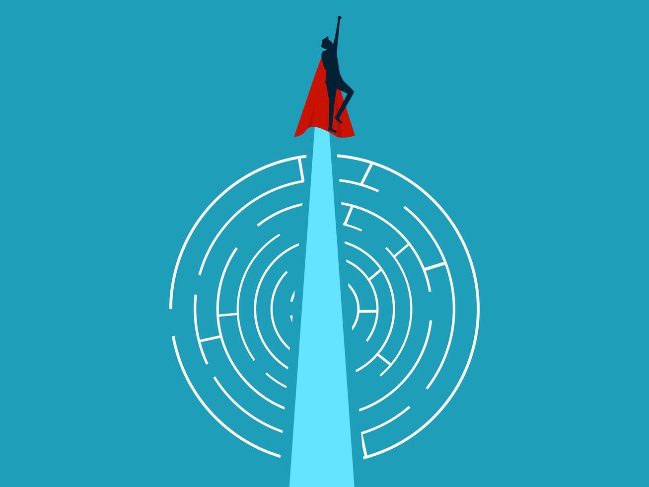 man on top of a maze with a red cape vector