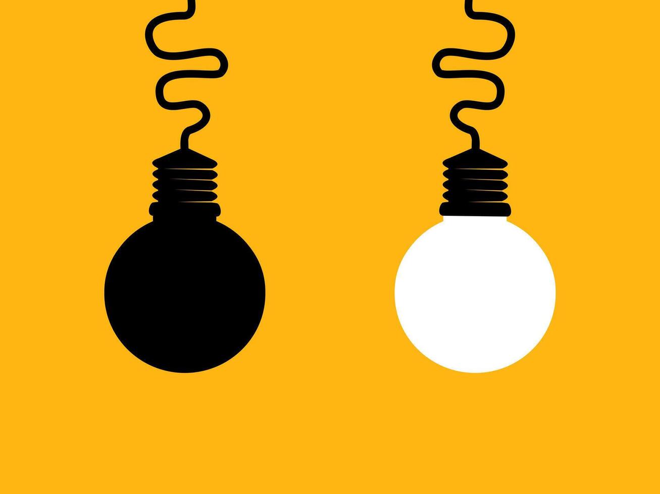 Creative light bulb and burned out light bulb vector
