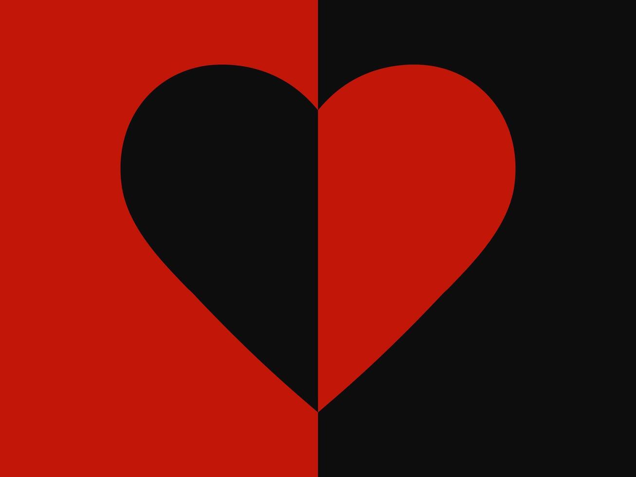a black and red heart on a black and red background vector