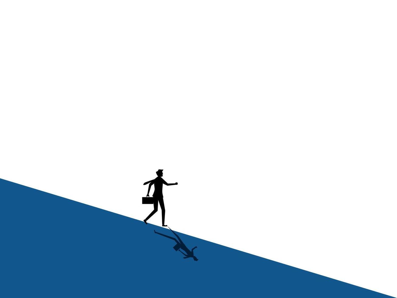 a man is walking up a hill with a suitcase vector