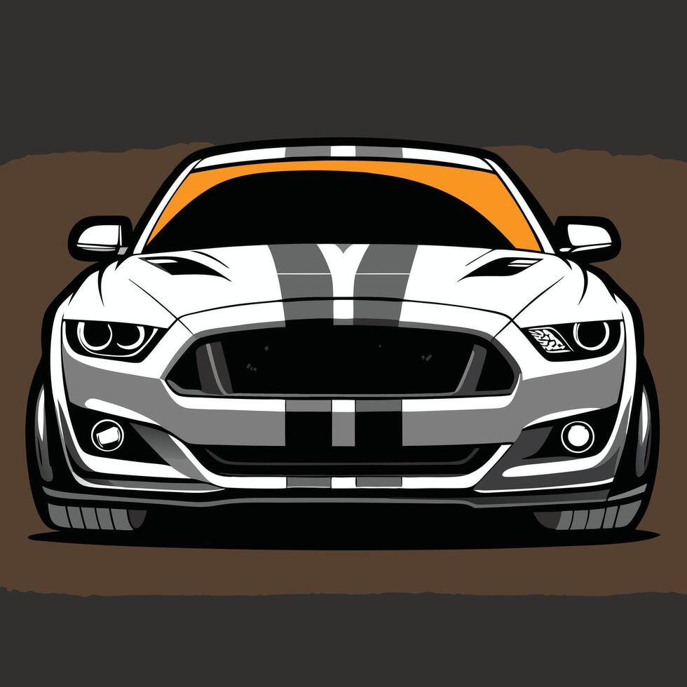 A cartoon car with a white stripe on the hood vector