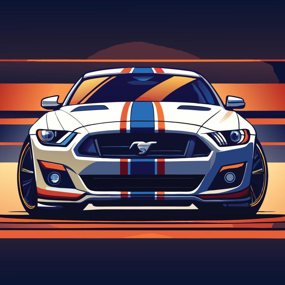 A cartoon car with a stripe design on it vector