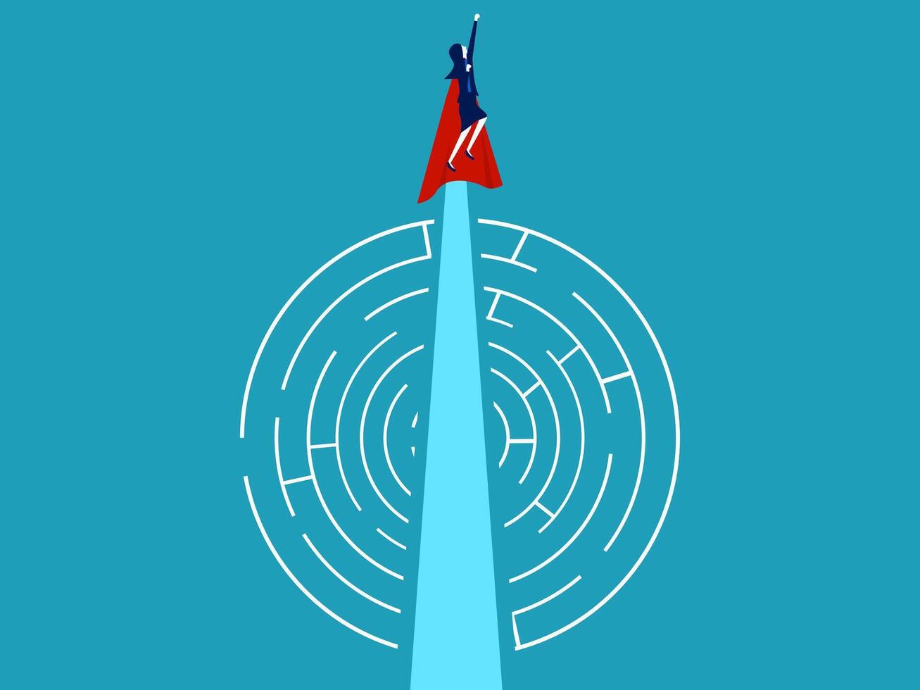 a person standing on top of a maze with a red cape vector