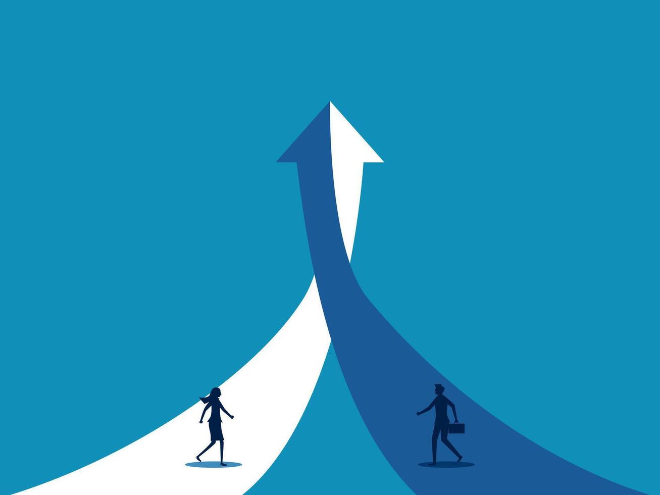 Same goal. Two businesses work together to create business growth vector