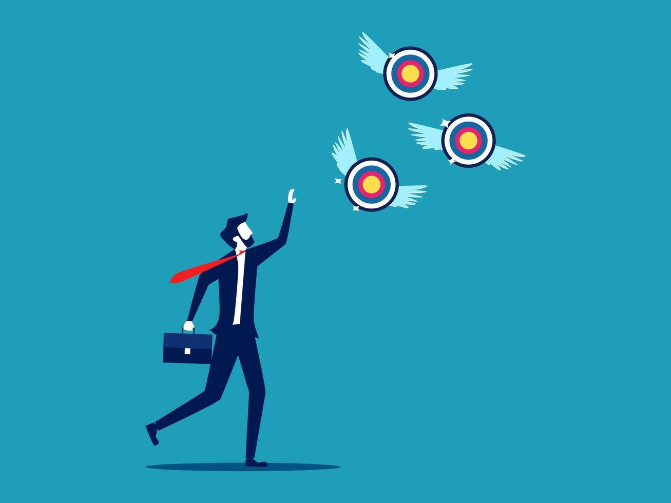 businessman with arrows and target on blue background vector