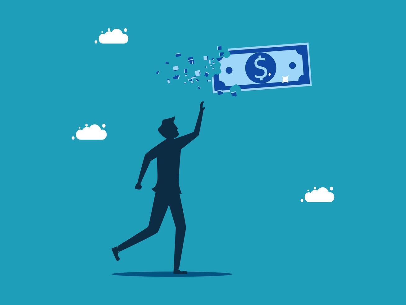 man holding money in the air with a cloud of money vector