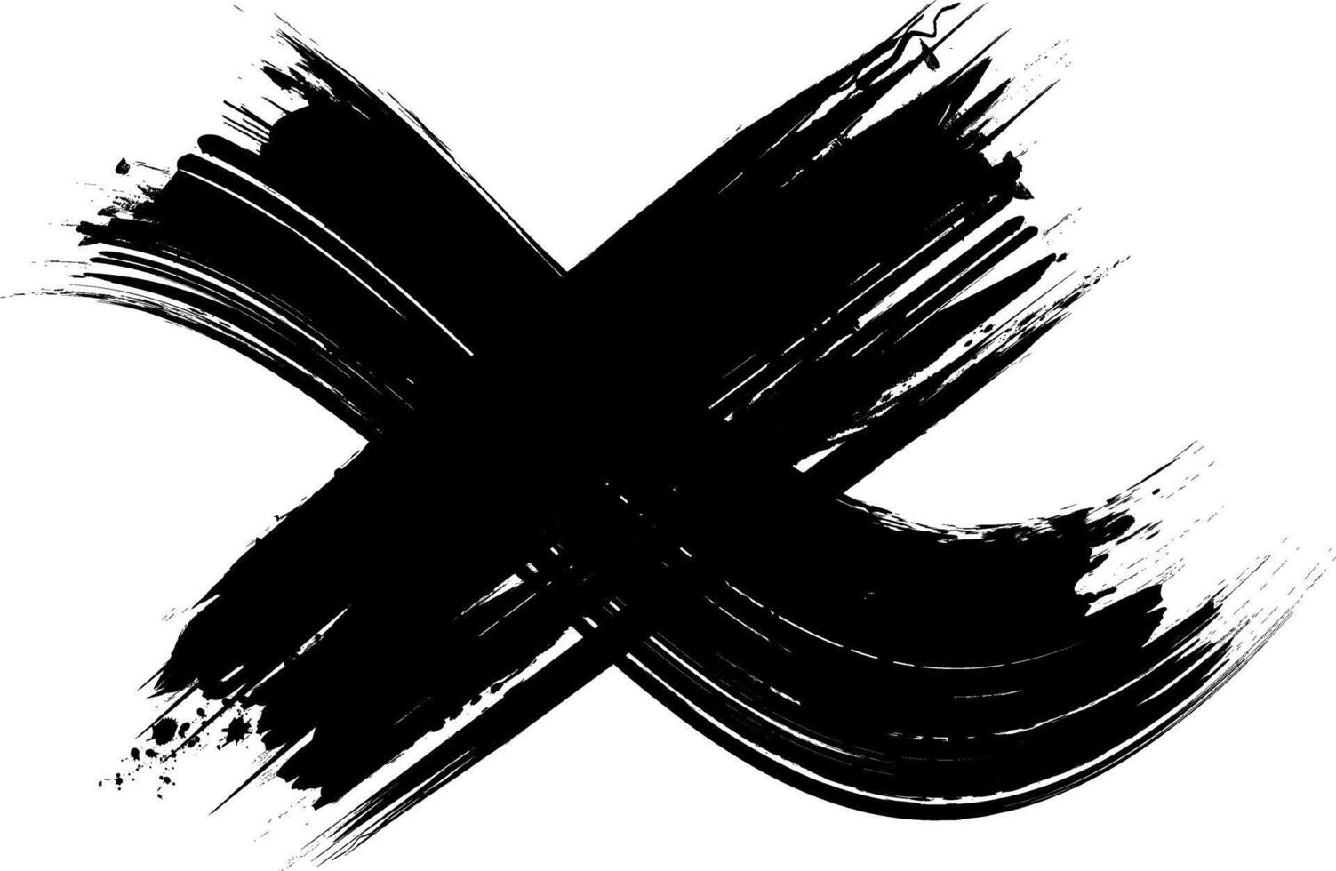 Grunge Brush Stroke X Cross Paint Splash Isolated Icon vector