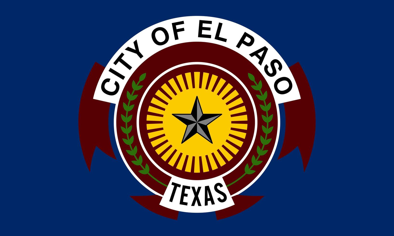 Flag of the city of El Paso, Texas, original colors and proportions. Illustration photo
