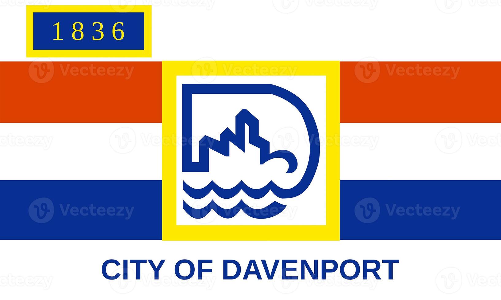 Flag of the city of Davenport, Iowa, original colors and proportions. Illustration photo
