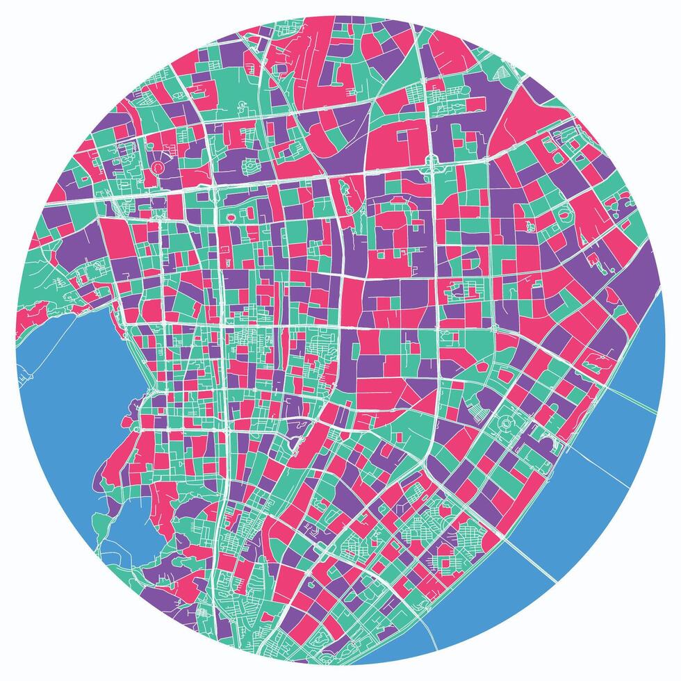 Hangzhou China,city centre,accurate map,Urban detail Streets Roads color Map,editable element template image for marketing ,product ,wall art vector