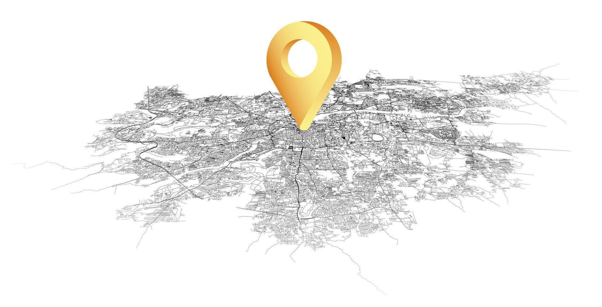 Pune India,isometric detail Streets Roads Map with location pin, element image vector