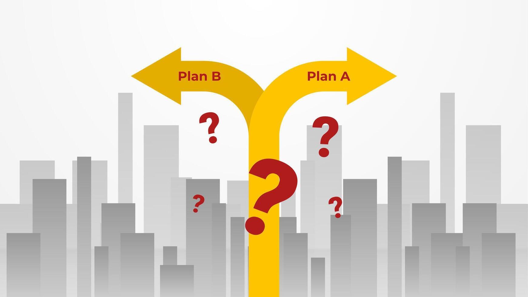 Flat illustration of two arrows in opposite directions. Concept of decision-making and choosing the right plan. Confused and wondering about choosing future goals vector