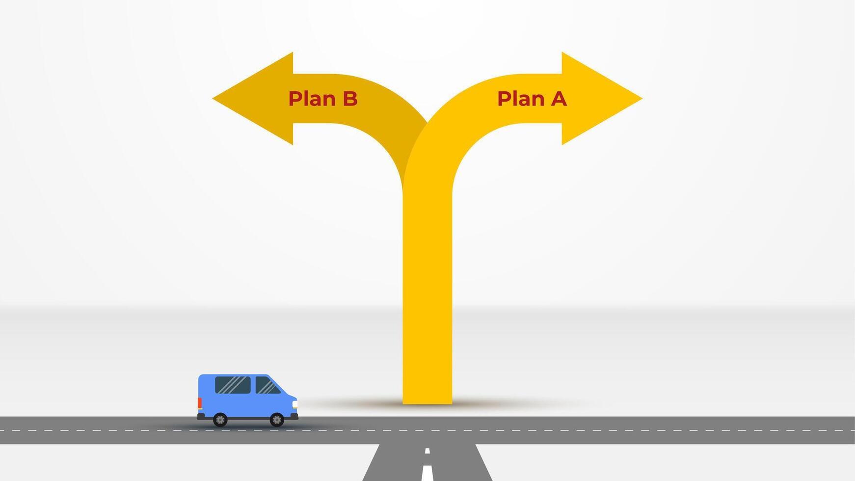Flat illustration of two arrows in opposite directions. Concept of decision-making and choosing the right plan. Confused and wondering about choosing future goals vector