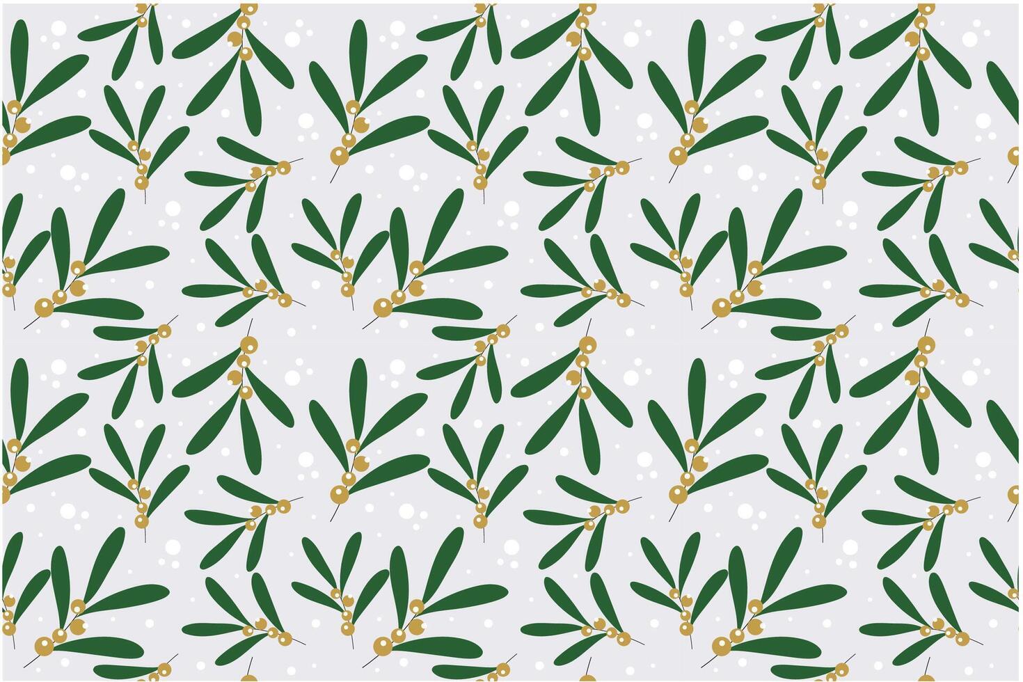 Elegant seamless pattern with winter plant and gold berries. Hand drawn design. vector