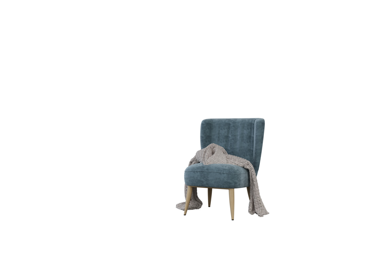 A blue chair with a blanket on it png