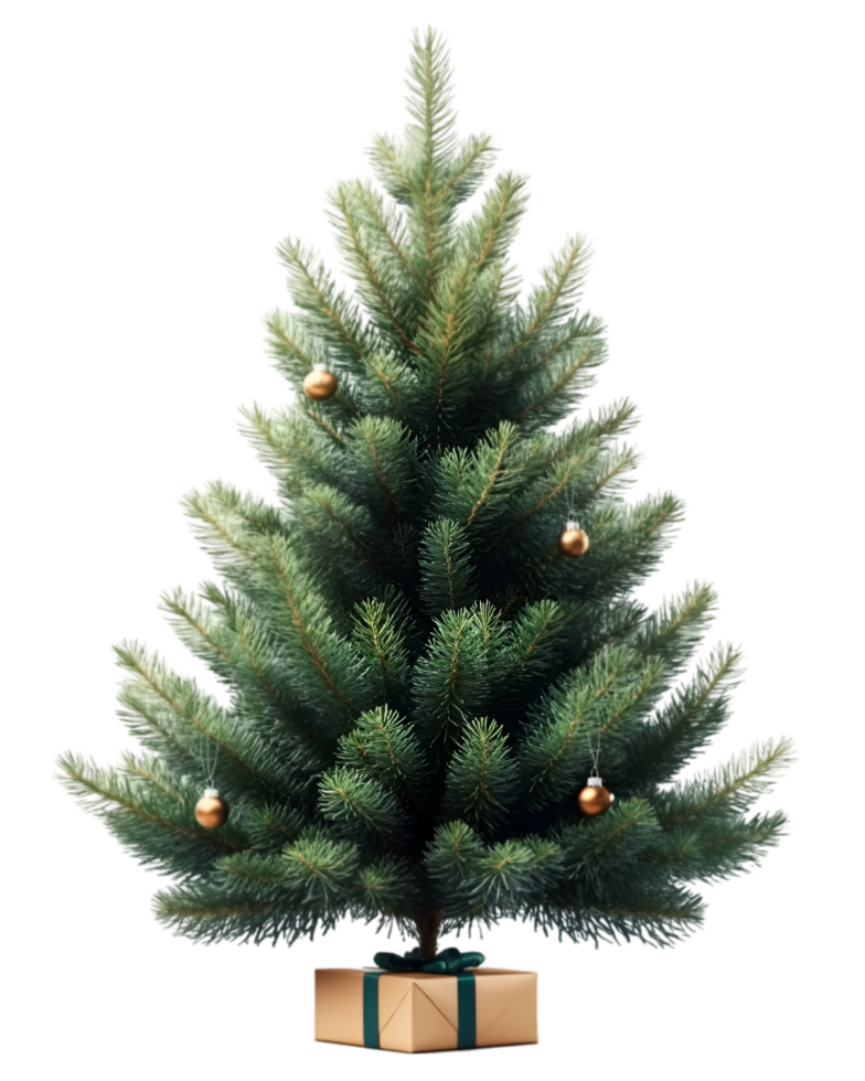 A small christmas tree with a green base and gold ornaments png