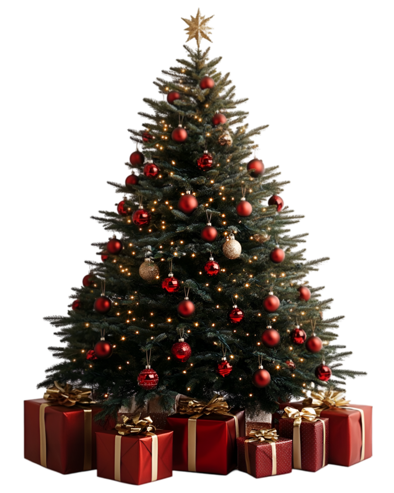 A christmas tree with presents around it png