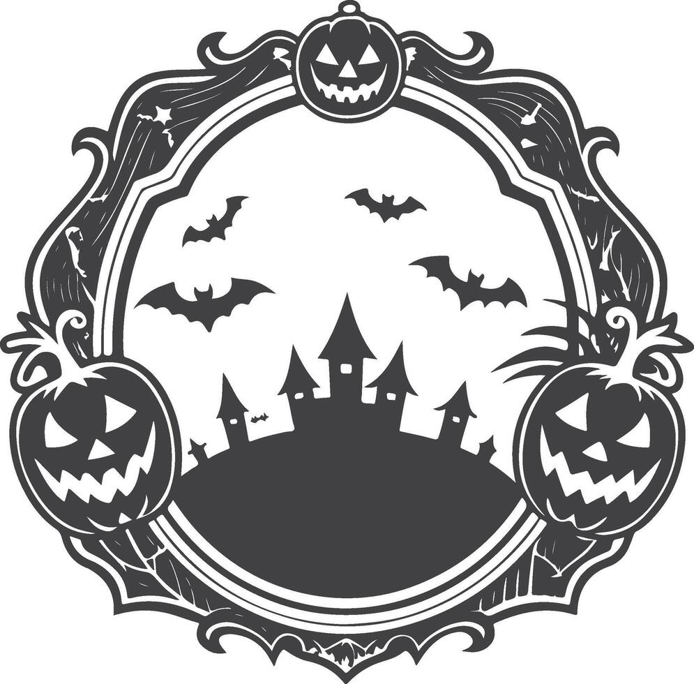 A Halloween border silhouette for tree bat pumpkin and house vector