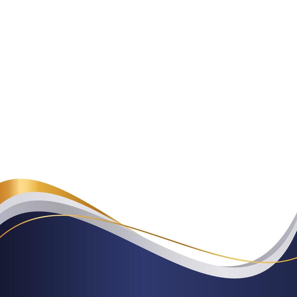 Navy Wavy Border Decorative Frame With Gold Line vector