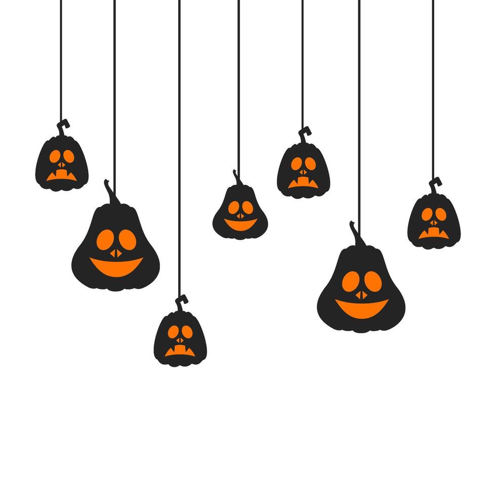 Halloween Pumpkin Silhouette Frame Decoration Hanging With String vector