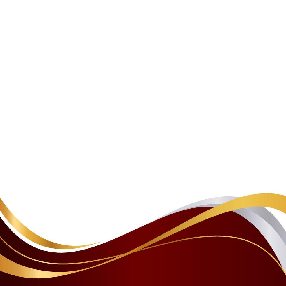 Red Wavy Border Decorative Frame With Gold Line vector