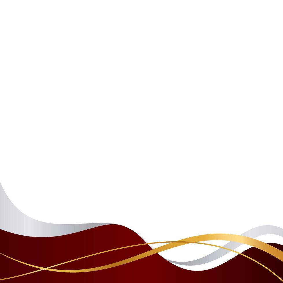 Red Wavy Border Decorative Frame With Gold Line vector