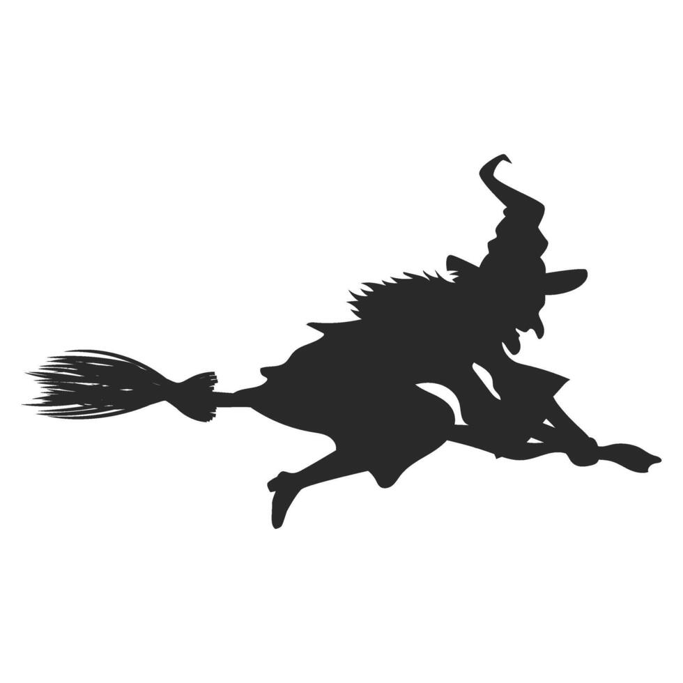 Silhouette of a Flying Witch With a Broomstick vector