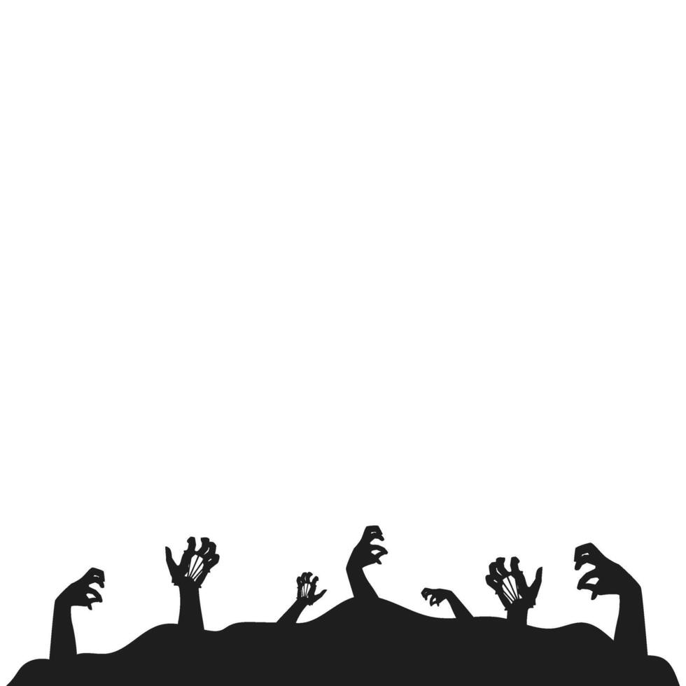 Zombie Hand Silhouette Extending Out of the Ground vector
