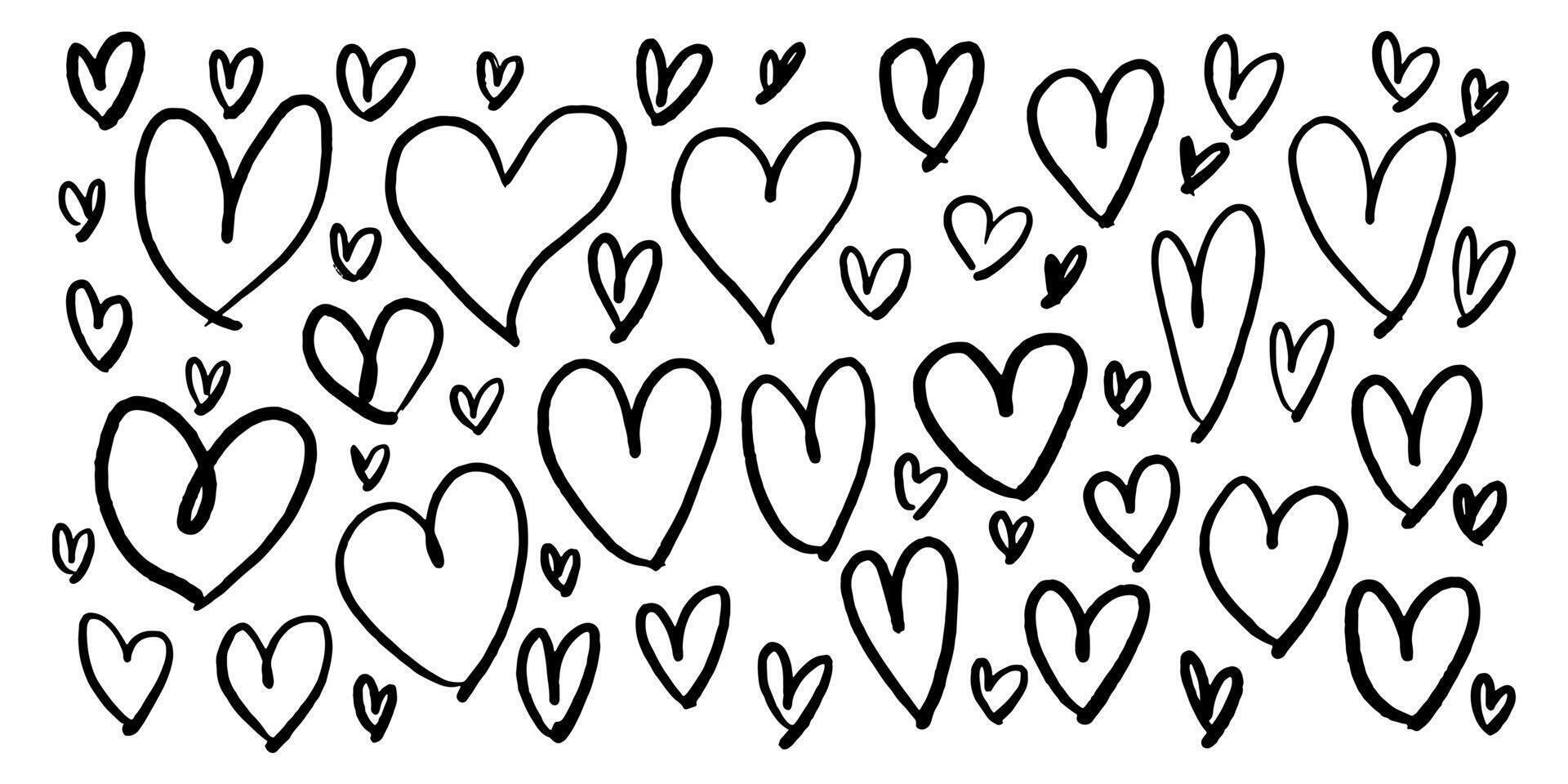 Doodle sketch style of hearts background illustration for concept design. vector