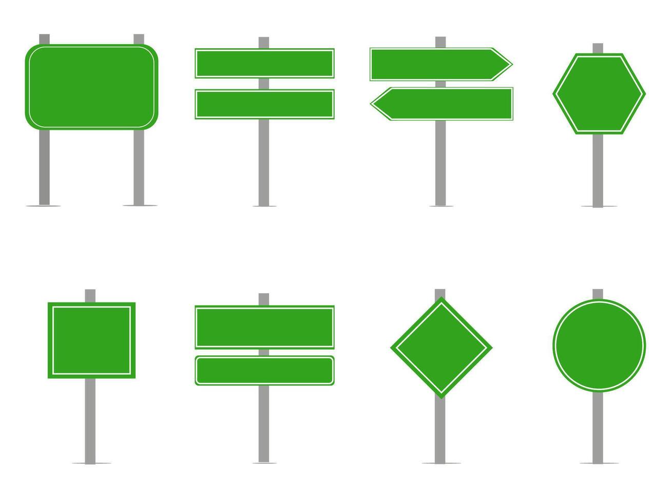 Road signs Set isolated. Direction traffic signs boards on metal stand,road warning sign, traffic regulatory template vector