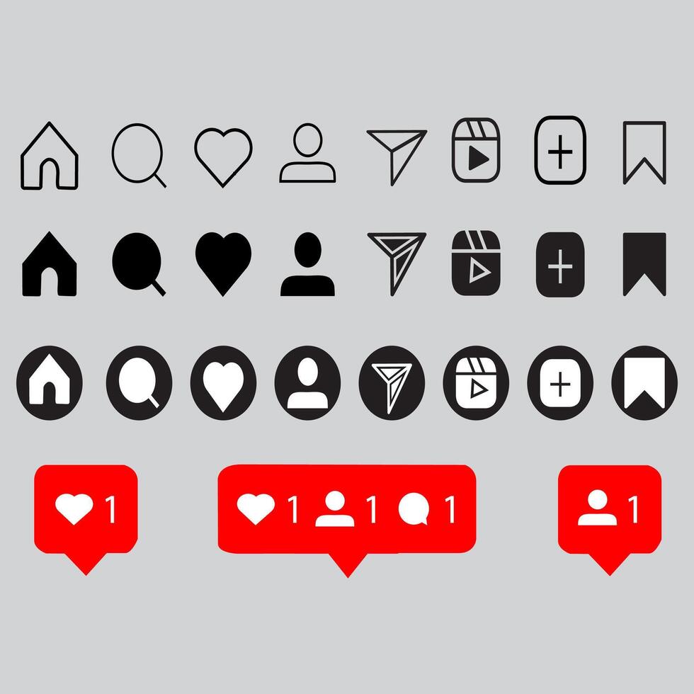 A set of icons for social media vector
