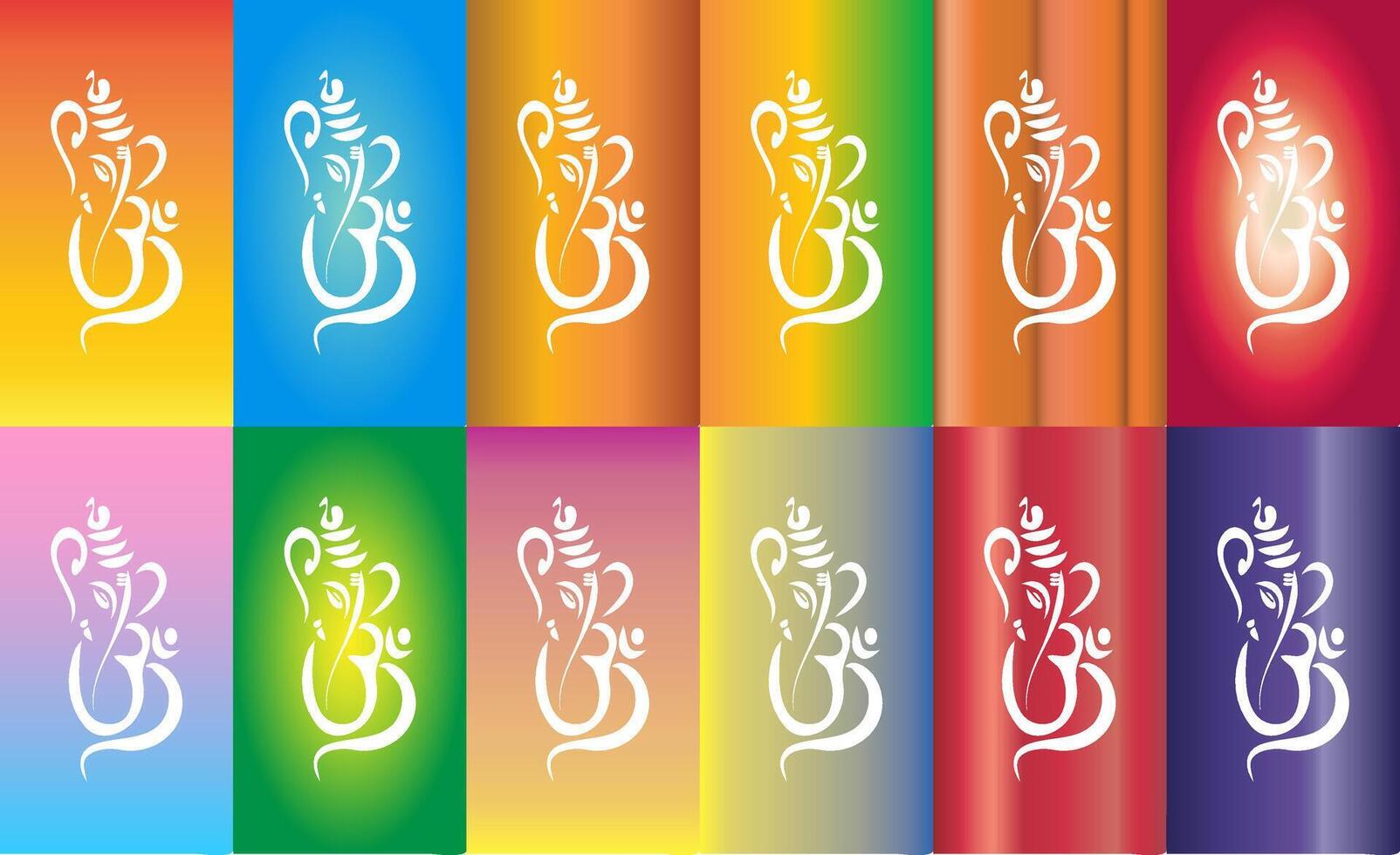 A set of colorful banners with the hindu god ganesha vector
